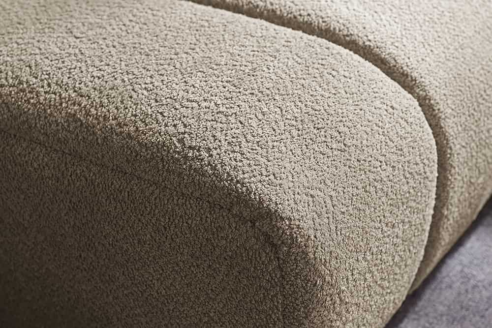 Moderner Hocker ADLON 100cm champagner greige Bouclé Federkern Fußhocker Sitzhocker
