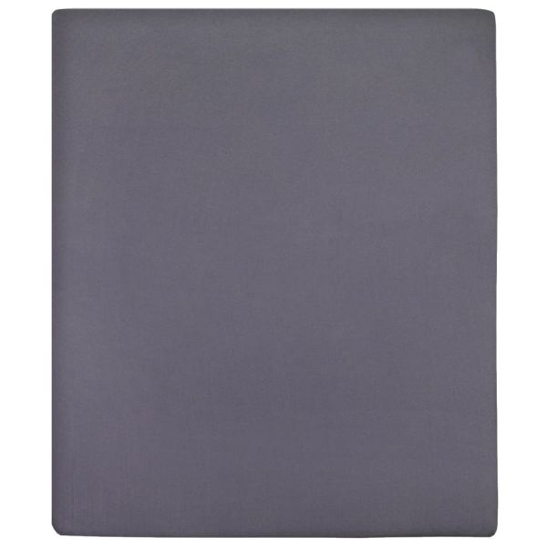 vidaXL Lençóis Ajustáveis 2 Peças 160x200 cm Algodão Jersey Antracite - 3121093182