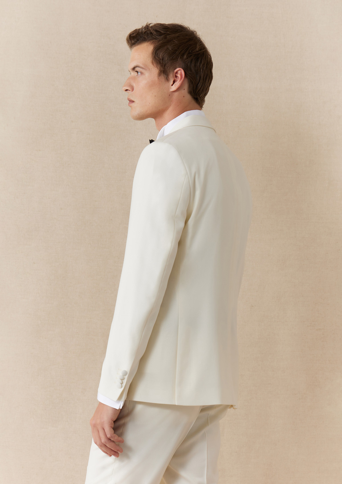 Veste de smoking Slim en laine unie écrue