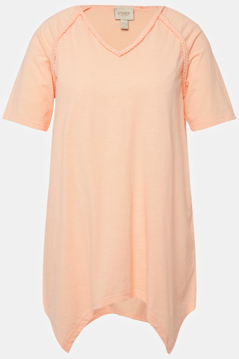 T-Shirt, Zipfelsaum, V-Ausschnitt, Halbarm, Biobaumwolle
