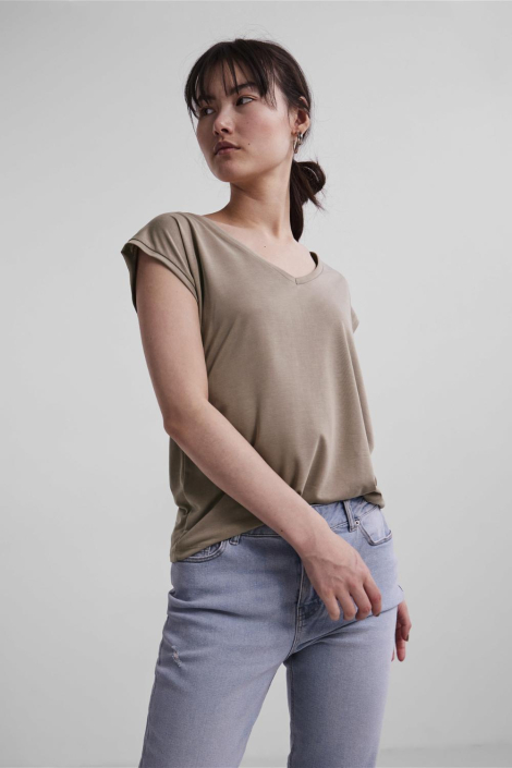 Pieces taupe dames t-shirt