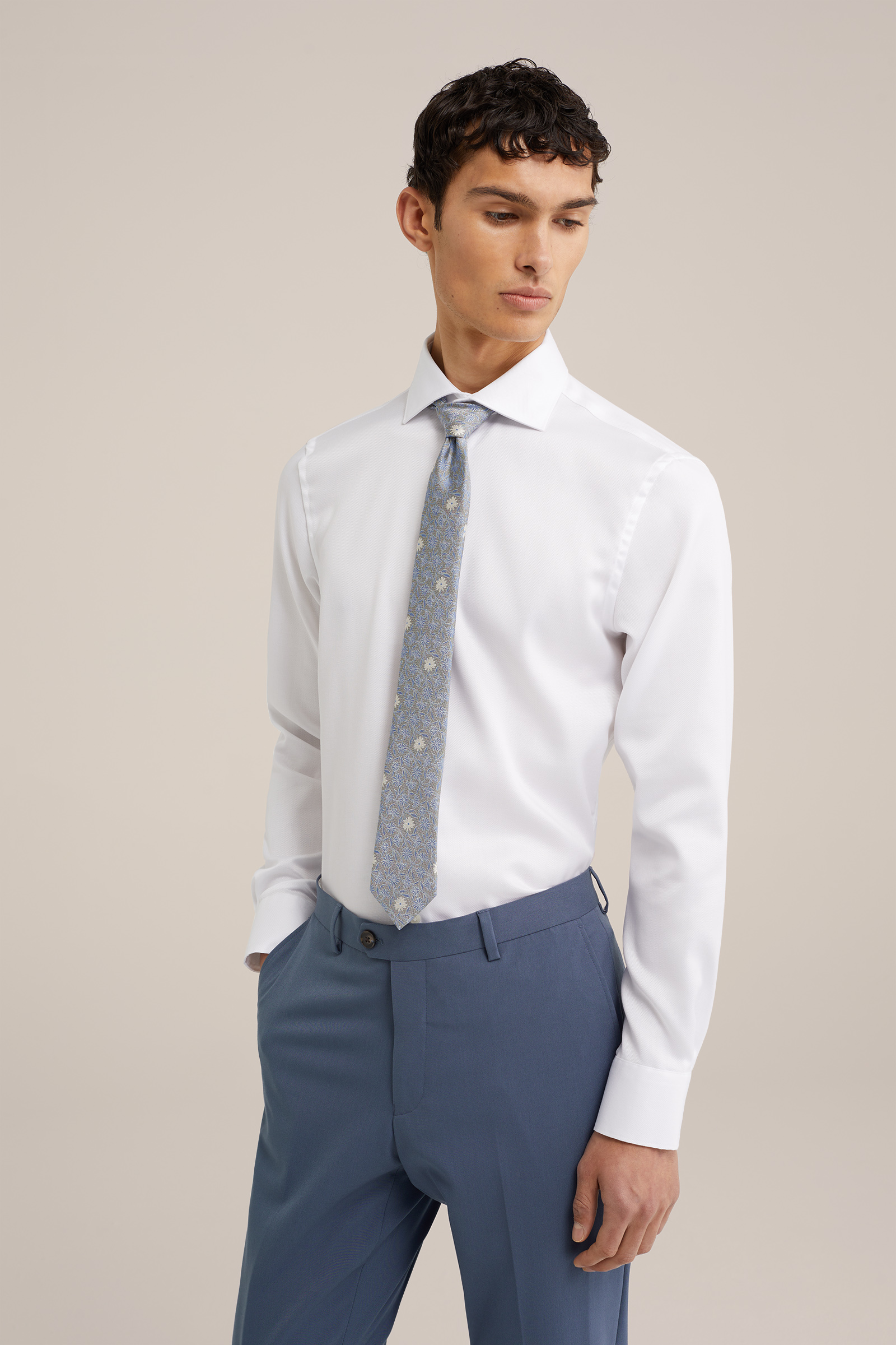 tall fit overhemd met structuur WE Fashion Wit