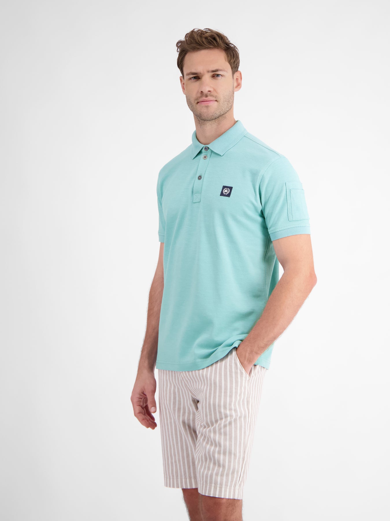 Unifarbenes gewaschenes Poloshirt mit Stretcheffekt