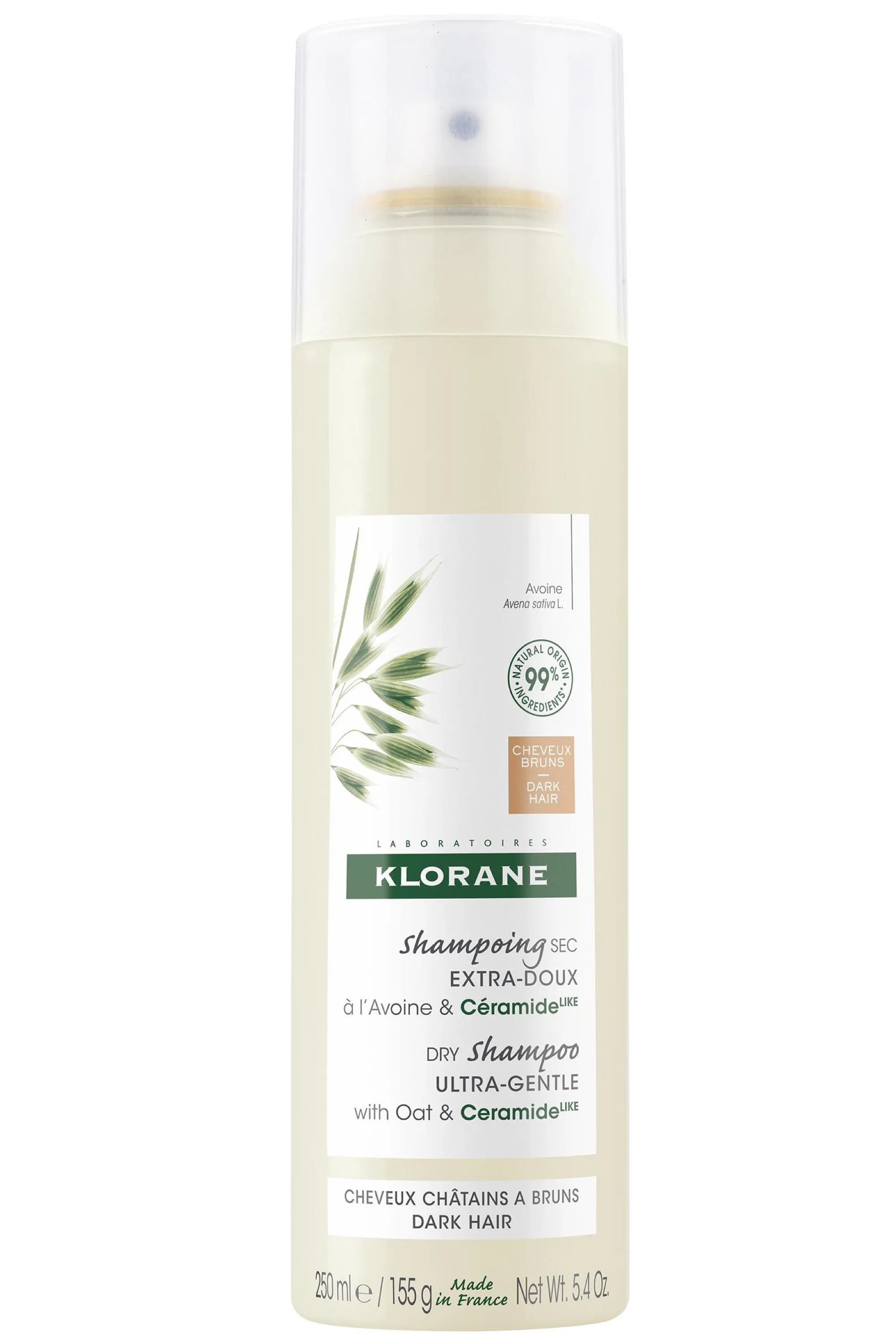 Klorane Shampoing sec spray teinté Avoine & Céramide pour cheveux bruns-150 ml