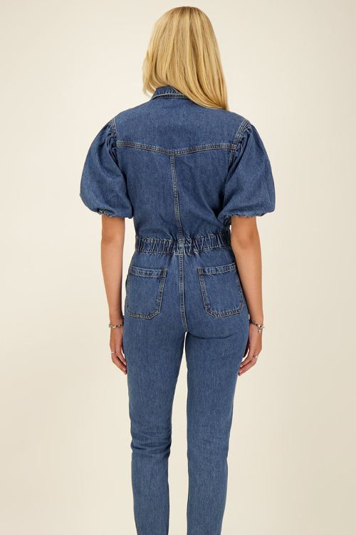 Donkerblauwe denim jumpsuit