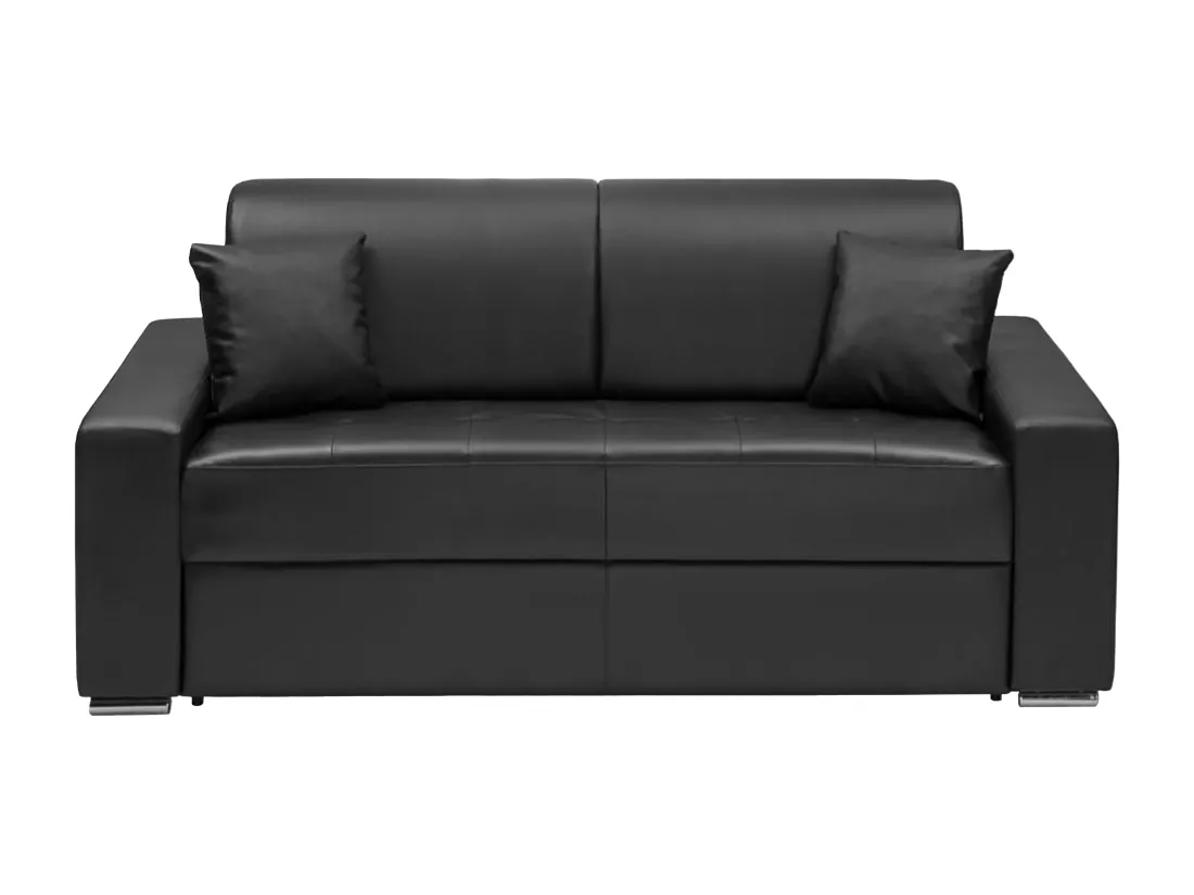 Canapé 3 places convertible express en simili EMIR - Noir - Couchage 140 cm - Matelas 14 cm