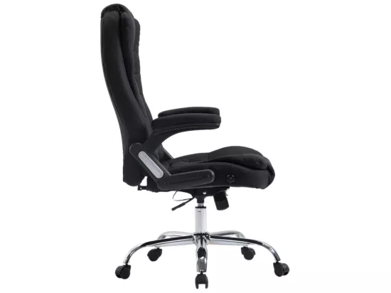 Chaise de bureau - Tissu & Métal chromé - Noir - Thor