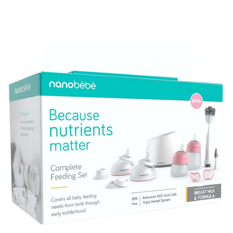 Nanobébé Complete Feeding Set Baby Pink 12pcs