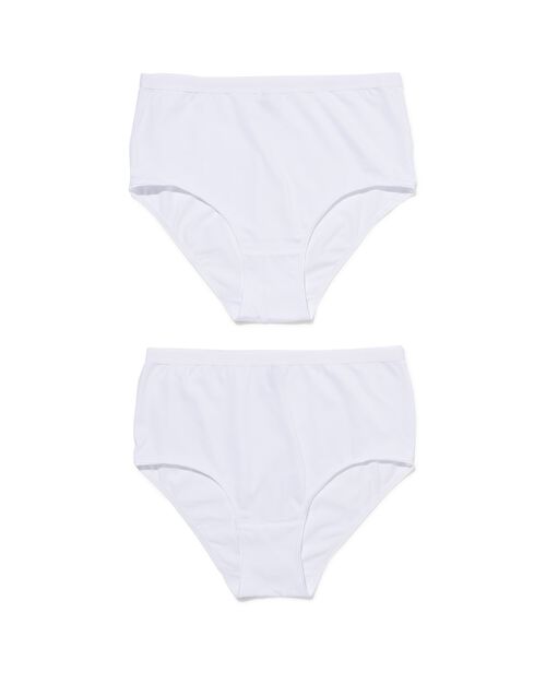 2 slips femme taille haute coton stretch blanc