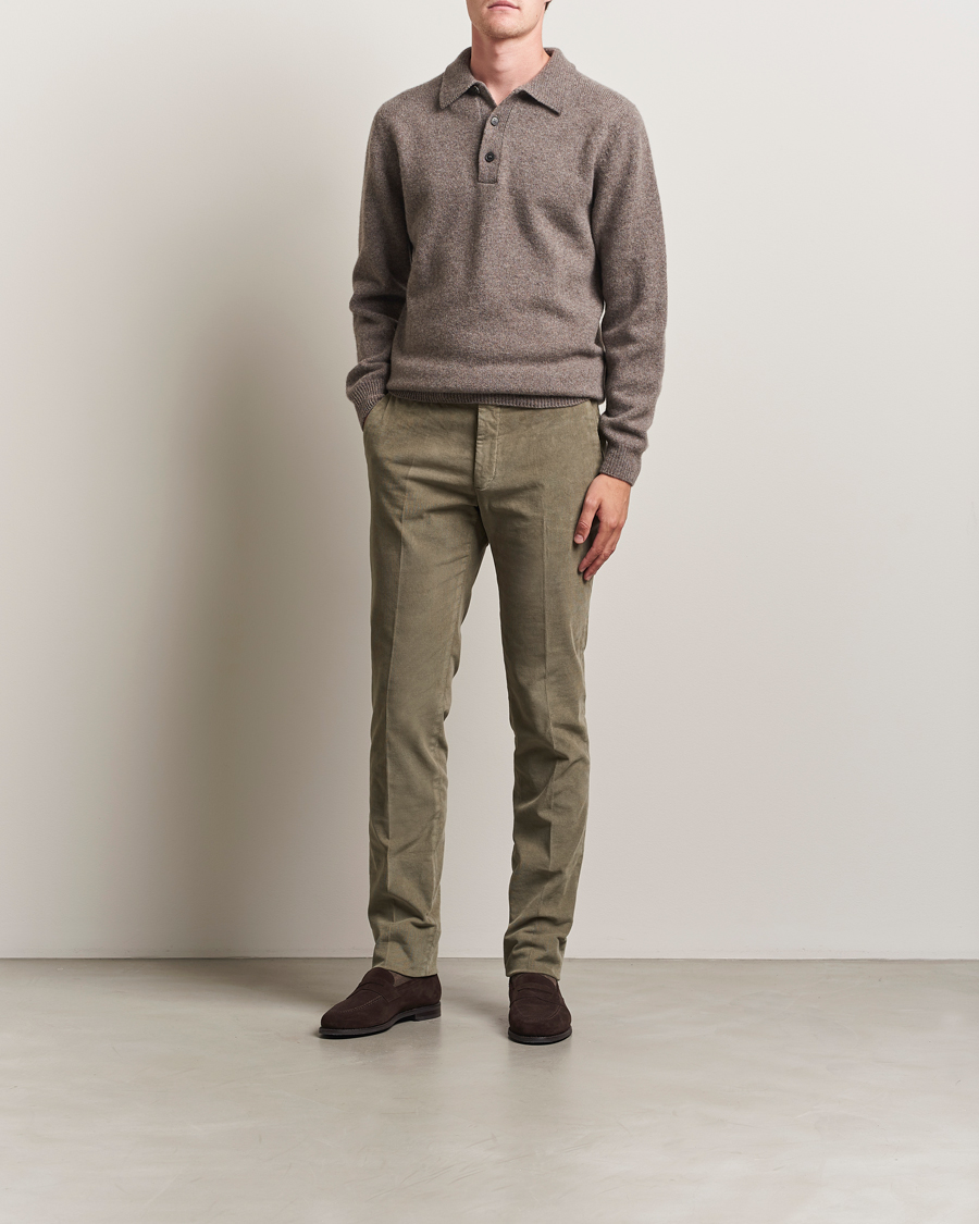 Sunspel Lambswool Poloshirt Bark