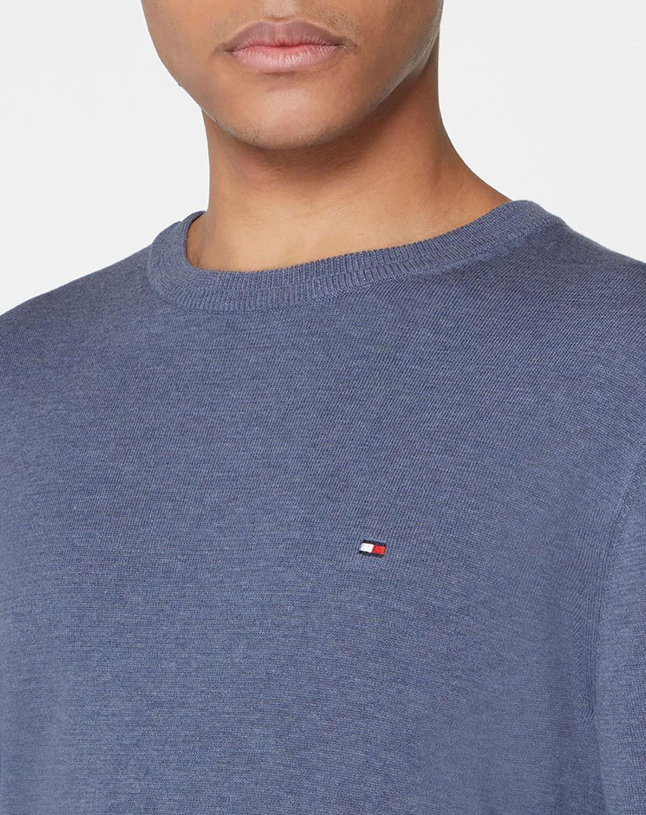 Tommy Hilfiger Pull en Coton Bio & Soie bleu vintage