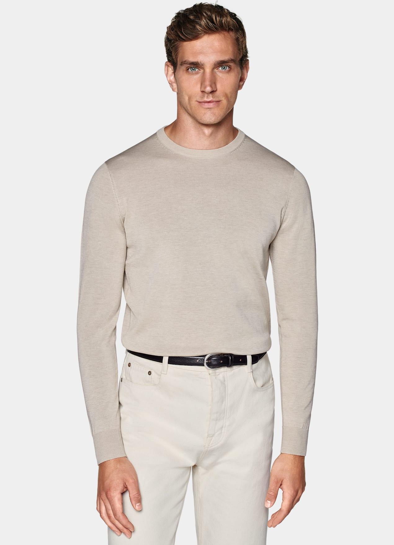 Pull col rond sable