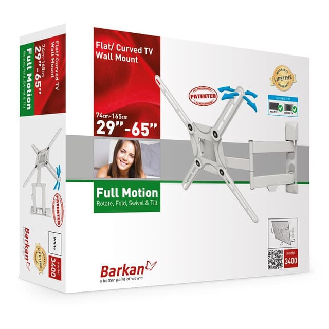Barkan Flat/ Curved TV Wall Mount 3400 Wall Mount, Full motion, 29-65 
