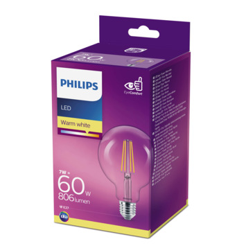 Philips LED globe E27 60W filament helder niet dimbaar