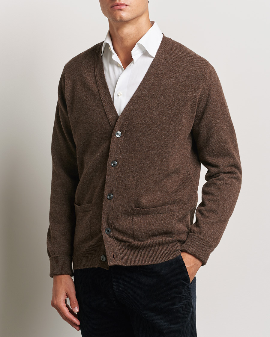 William Lockie Rob Lambswool Cardigan Mocha