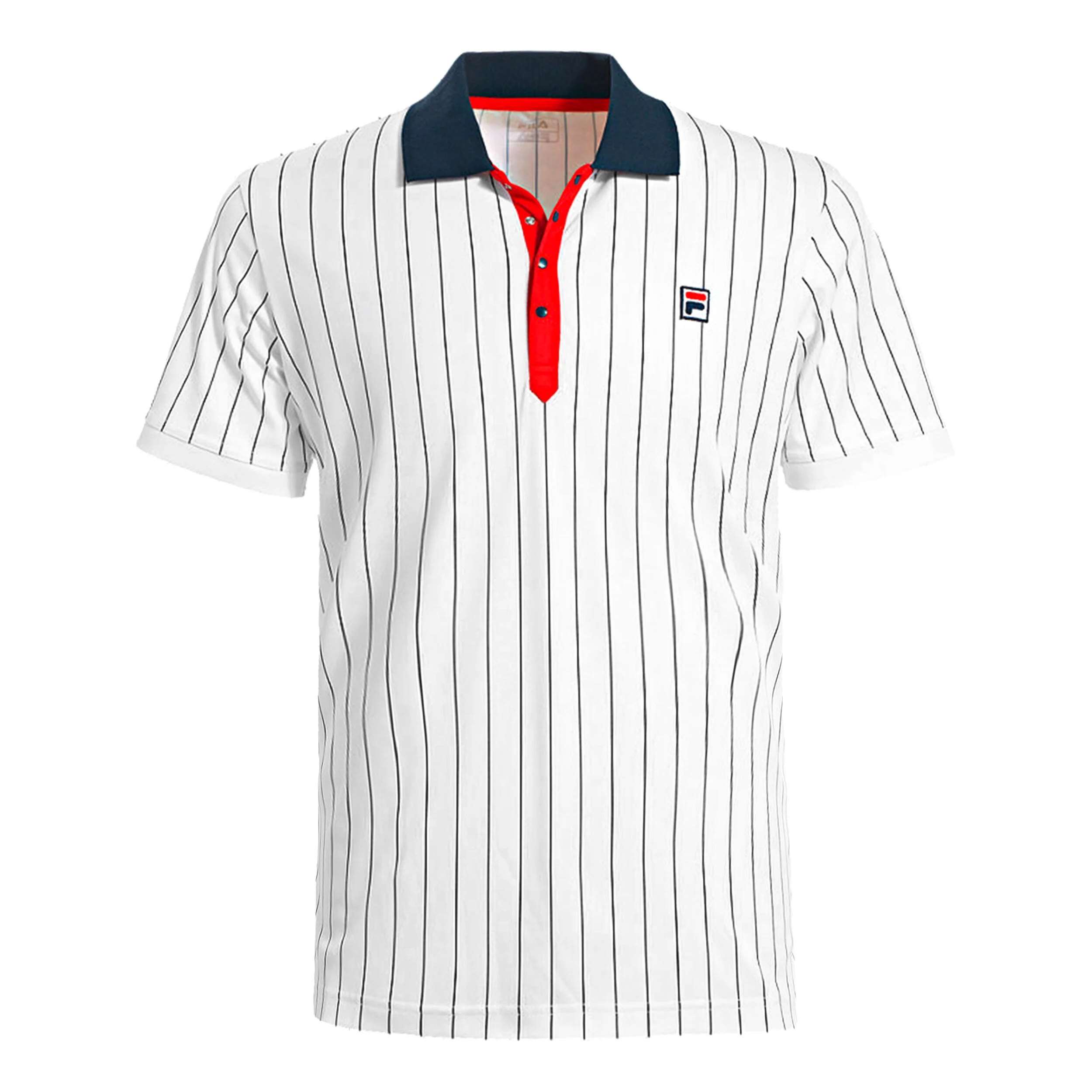 Fila Stripes Polo Hommes - Blanc , Bleu Foncé