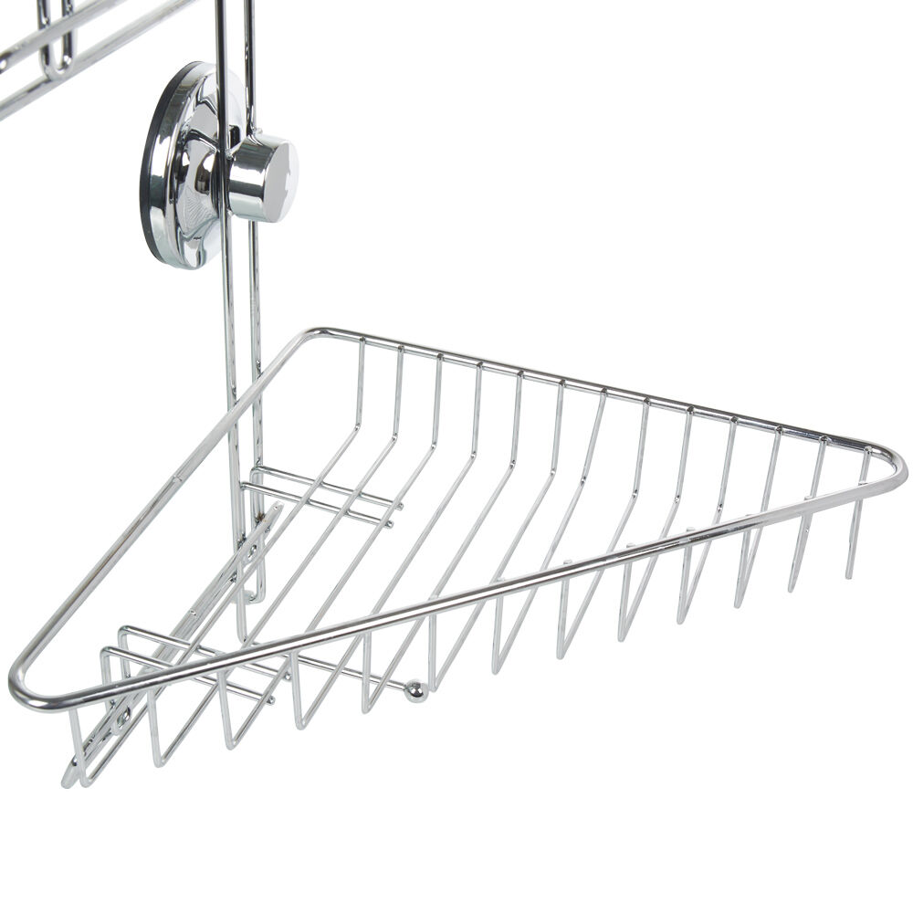 Étagère de douche 2 paniers d angle à ventouse gris