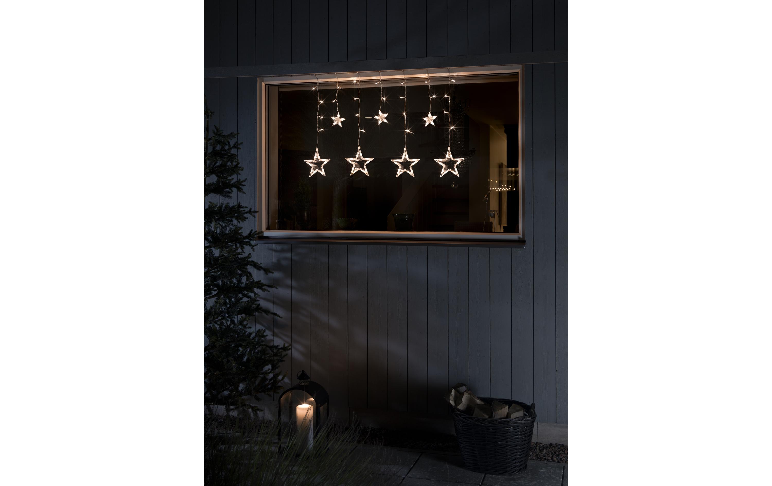 LED-Lichtervorhang Solar Stern, 77 LEDs, KlarLED Sternen Vorhang