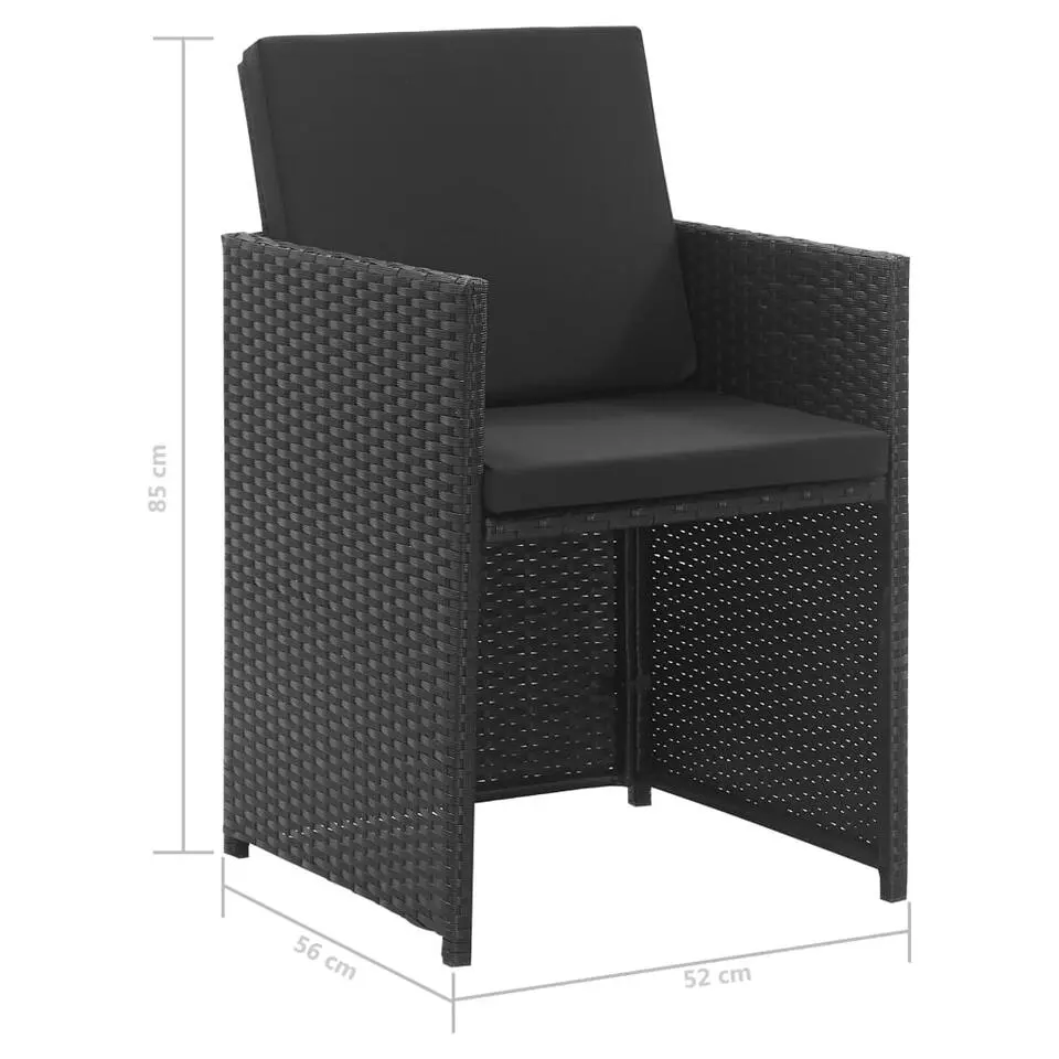 vidaXL - Tuinset - Zwart - Poly rattan