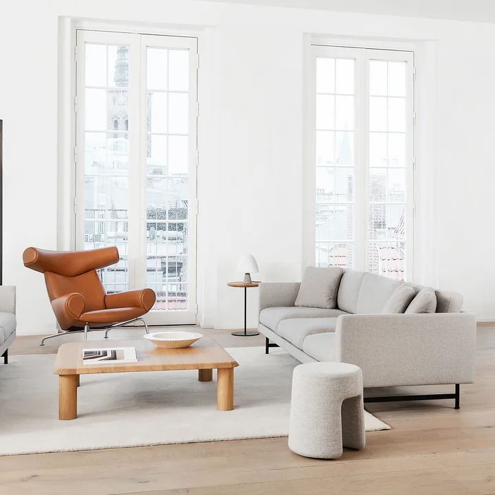 Fredericia - Sequoia Pouf Ø 40 cm, weiss (Bouclé)