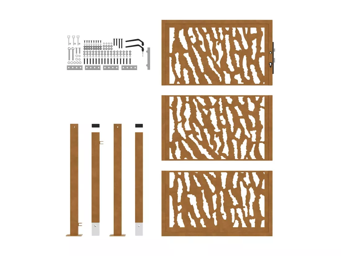 Porte de jardin acier résistant aux intempéries design tracés