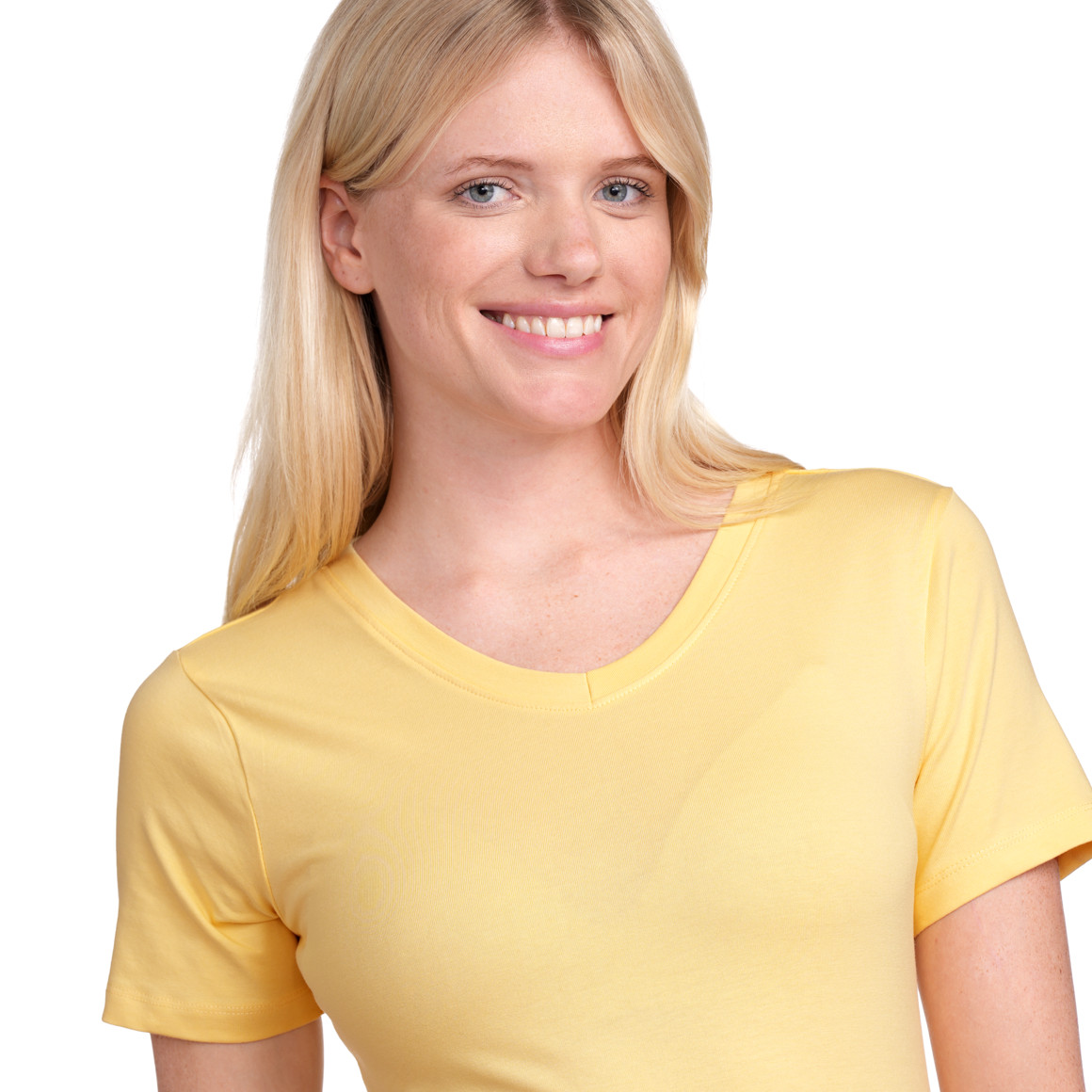 Gina Benotti Damen T-Shirt mit V-Ausschnitt hellgelb