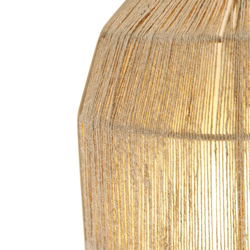 Oosterse wandlamp zwart met jute touw - Riki