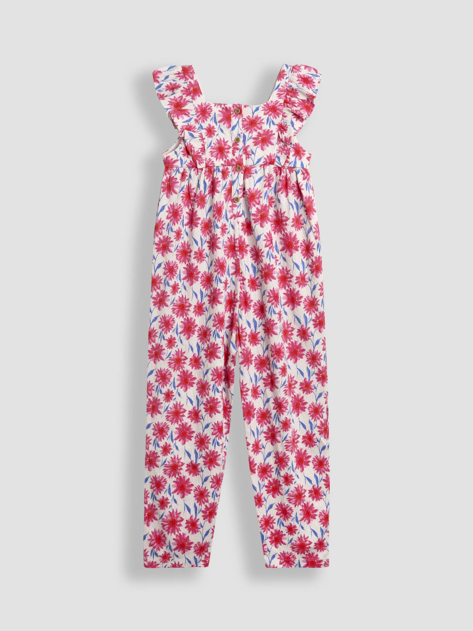 Helderroze gebloemd - JoJo Maman Bébé Ruffle Front Jumpsuit