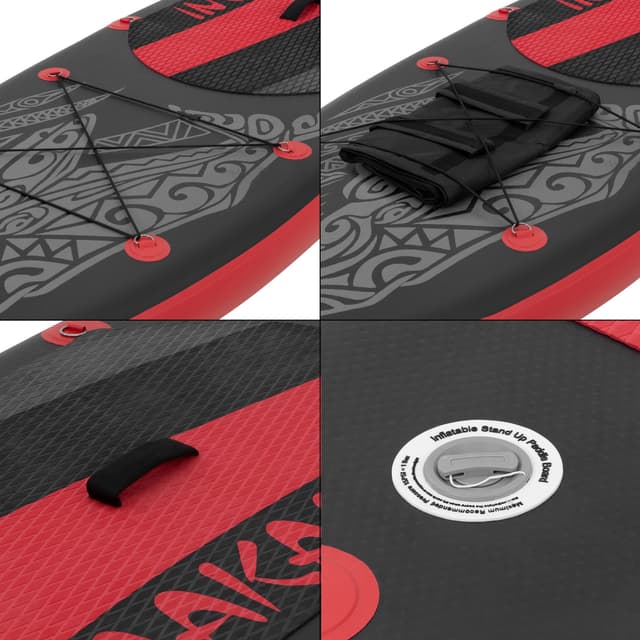 Oppustelig Stand Up Paddle Board Makani 320x82x15 cm Sort Rød PVC