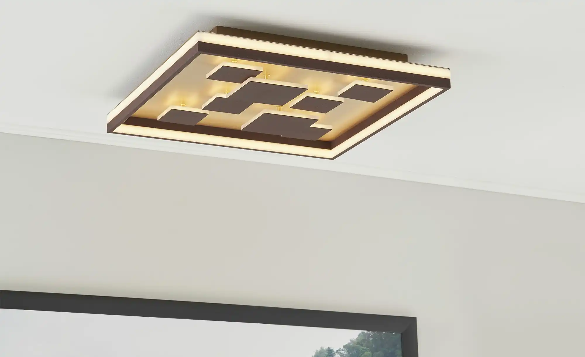 Fischer-Honsel LED-Deckenleuchte braun-rost, eckig