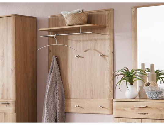PEGANE - Porte manteau Panneau de vestiaire finition chêne poutre blanchi huilé