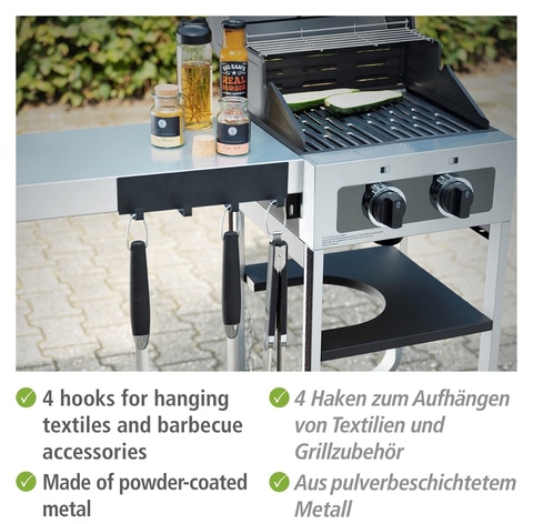 WENKO Hakenleiste »Modell Ima« magnetisch, mit 4 Haken für Spültücher und Grillzubehör, ohne Bohren