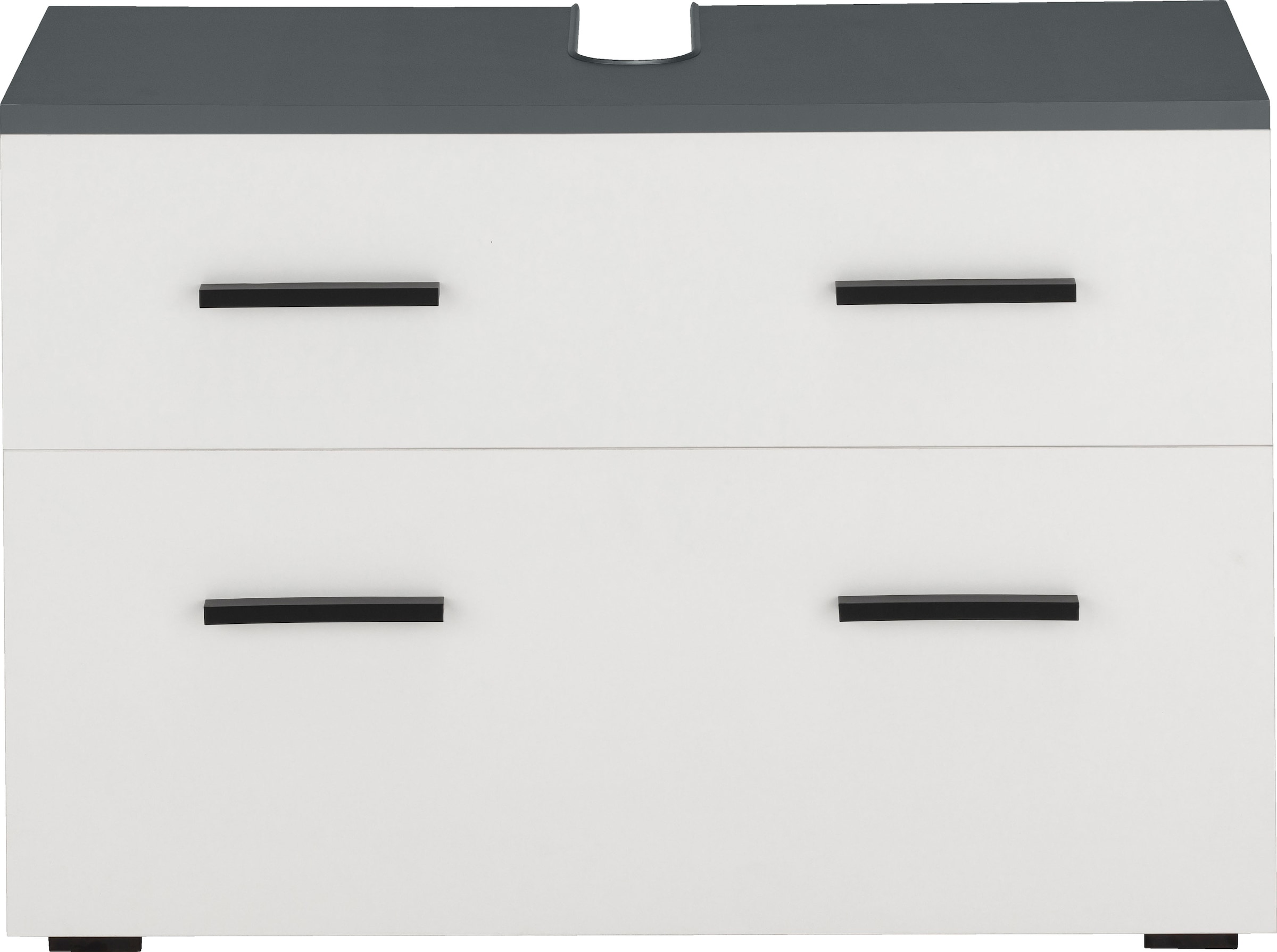 INOSIGN Waschbeckenunterschrank »Skara« mit Klappe und Schubkasten, schwarze Griffe, Breite 80 cm, Höhe 55 cm
