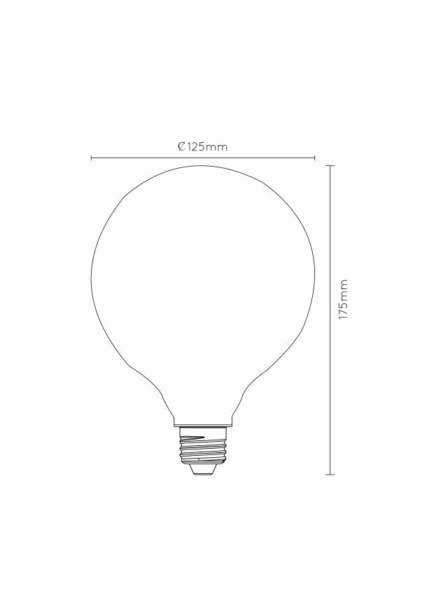 G125 LED lichtbron E27 8W 2700K opaal dimbaar 3-step