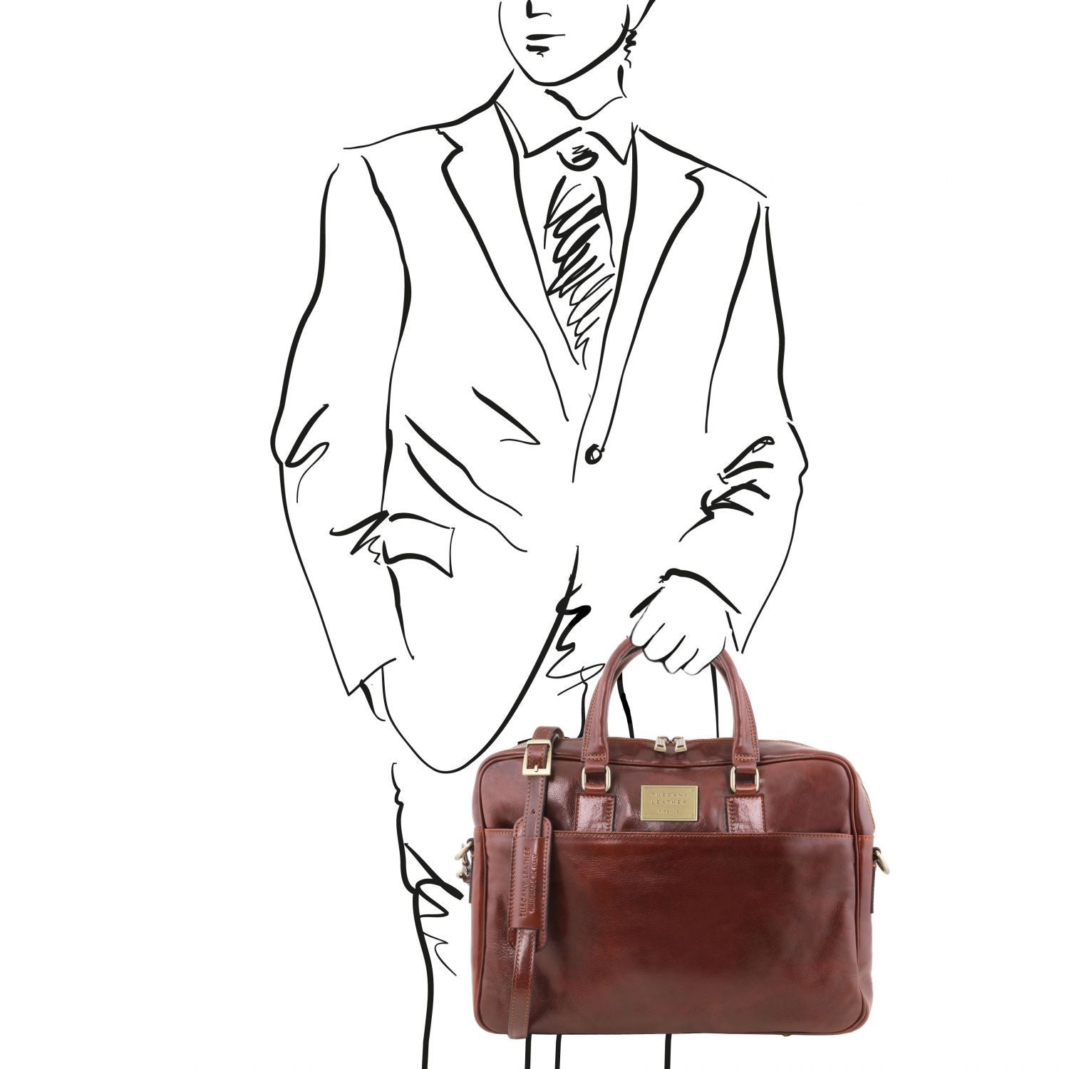 TL141894 – Urbino – leren laptop Aktetas 2 compartments with front pocket
