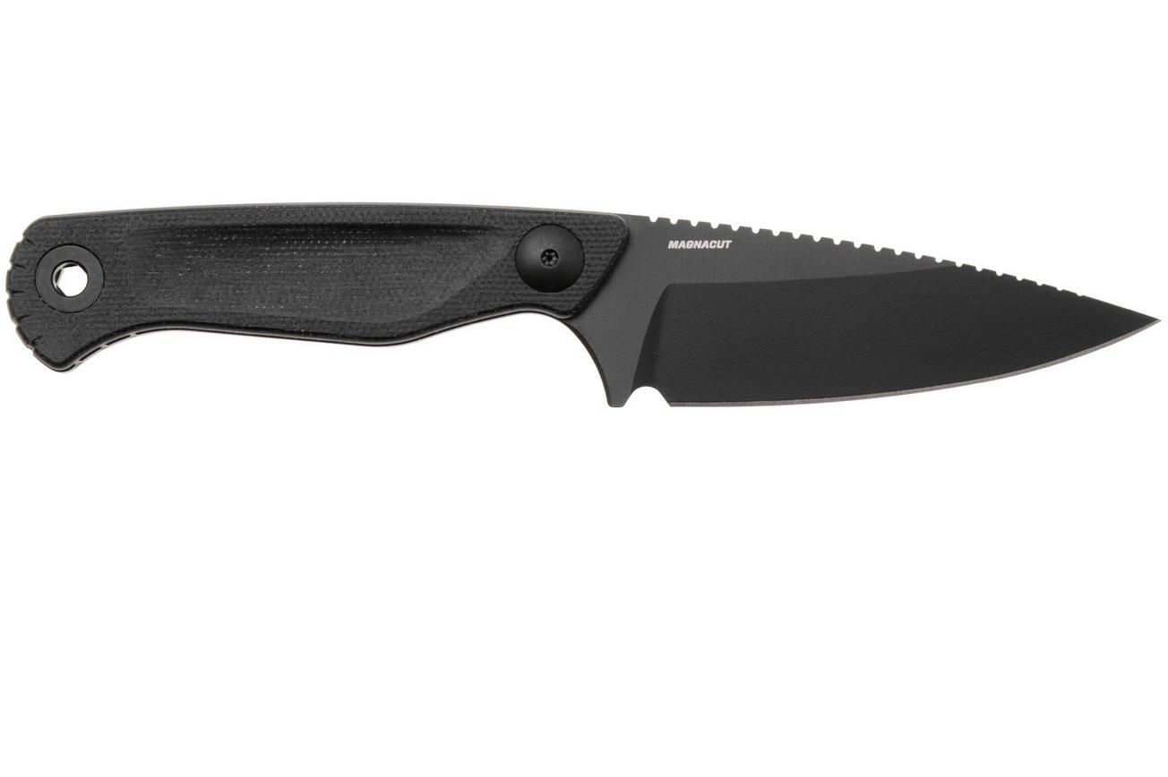 Benchmade Dacian 203BK-02 Black Cerakote CPM MagnaCut, Black Canvas Micarta vaststaand mes, lederen en kydex schede