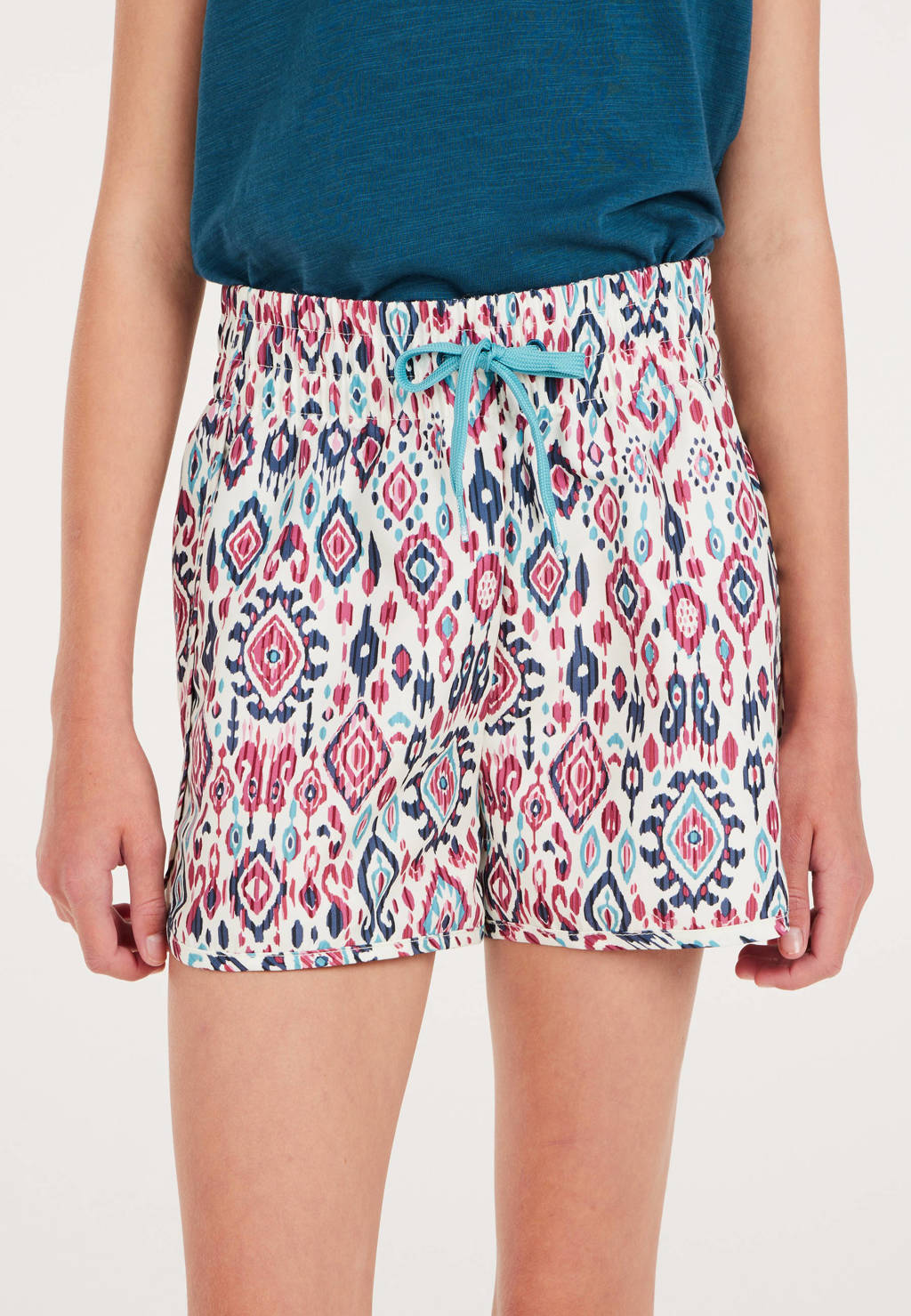 Protest casual short met all over print wit/blauw/warmrood