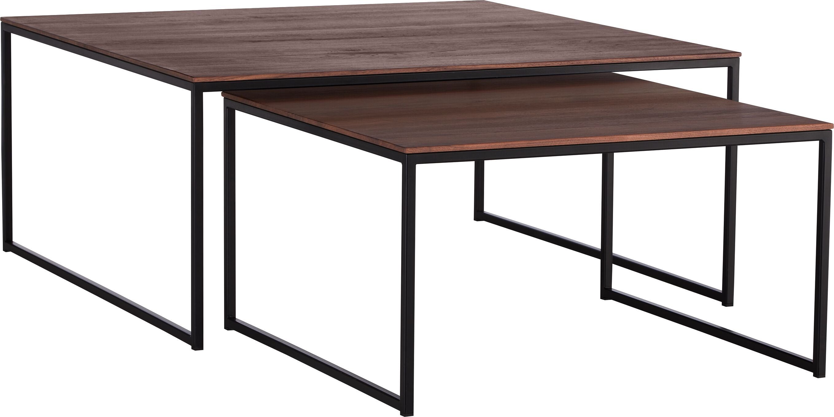 AVEA Salontisch - Nussbaum massiv / schwarz / B: 90.0 cm x T: 90.0 cm x H: 40.0 cm