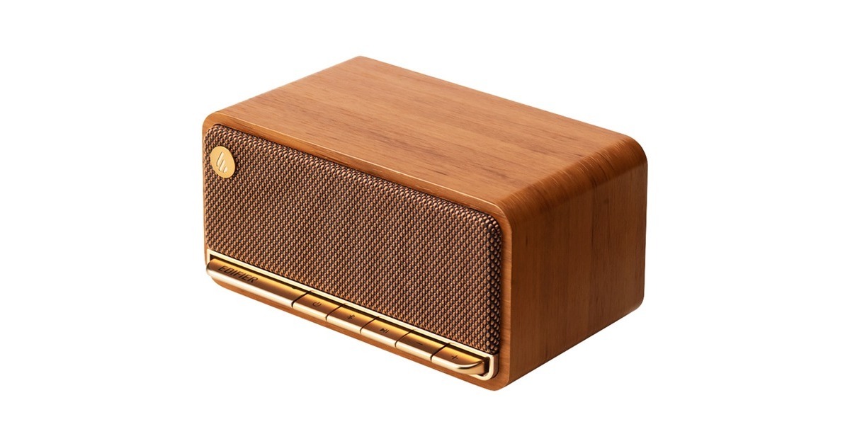 EdifierMP230 Retro Bluetooth speaker luidspreker  (Houtkleur, Bluetooth, microSD, Aux, USB-C)