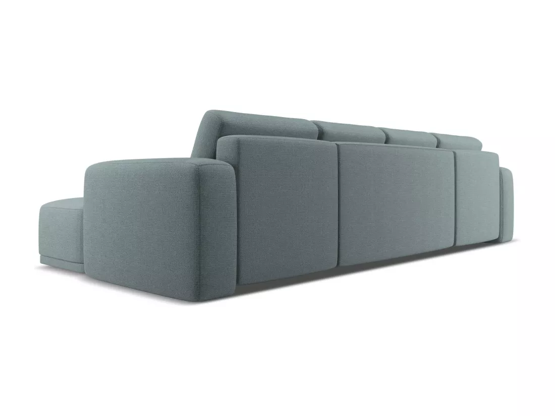 Canapé d'angle panoramique convertible en tissu chenille - jeans - KAILA