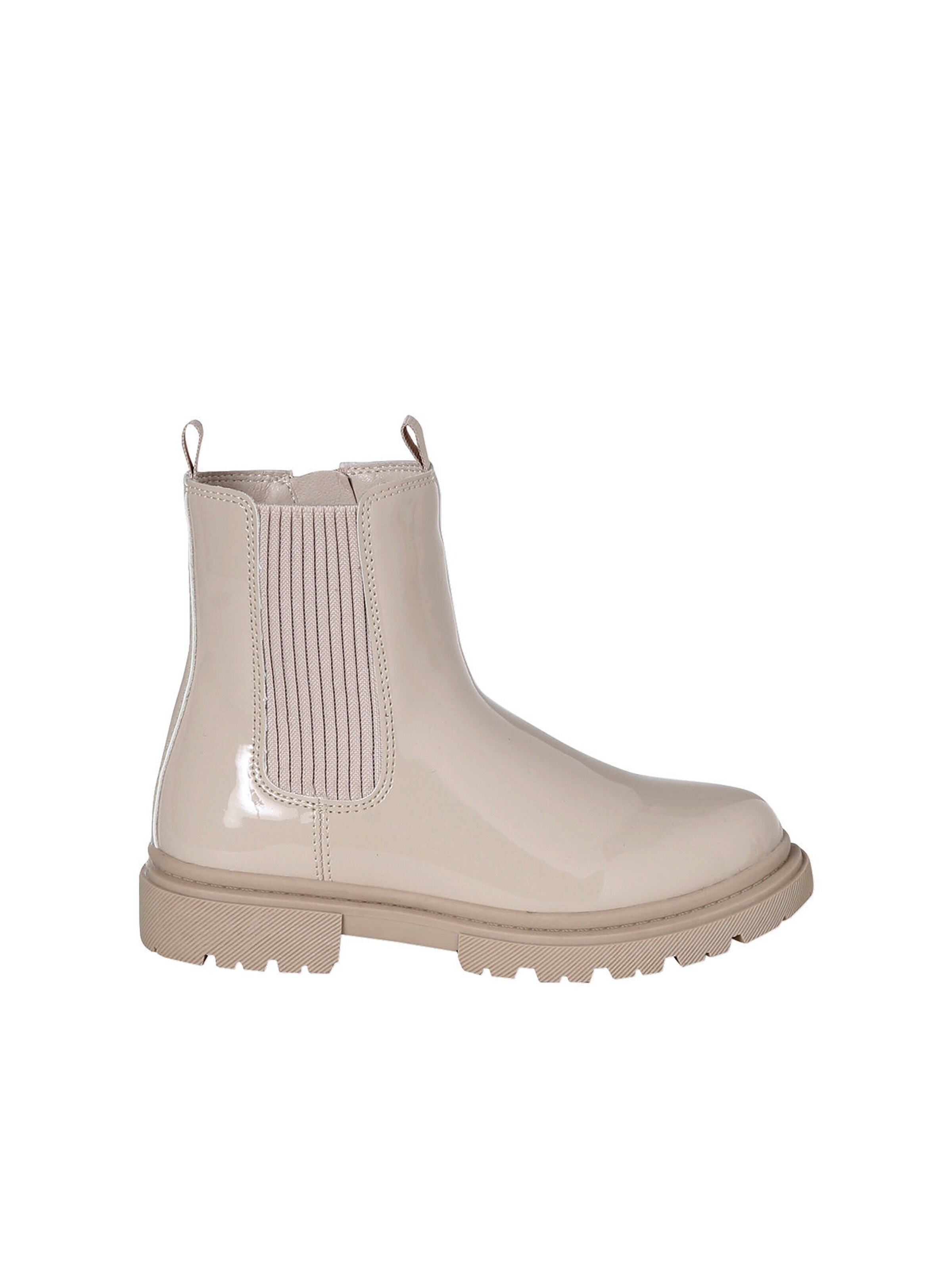 Vertbaudet Mädchen Lack-Boots mit Reißverschluss und Gummizug wollweiß