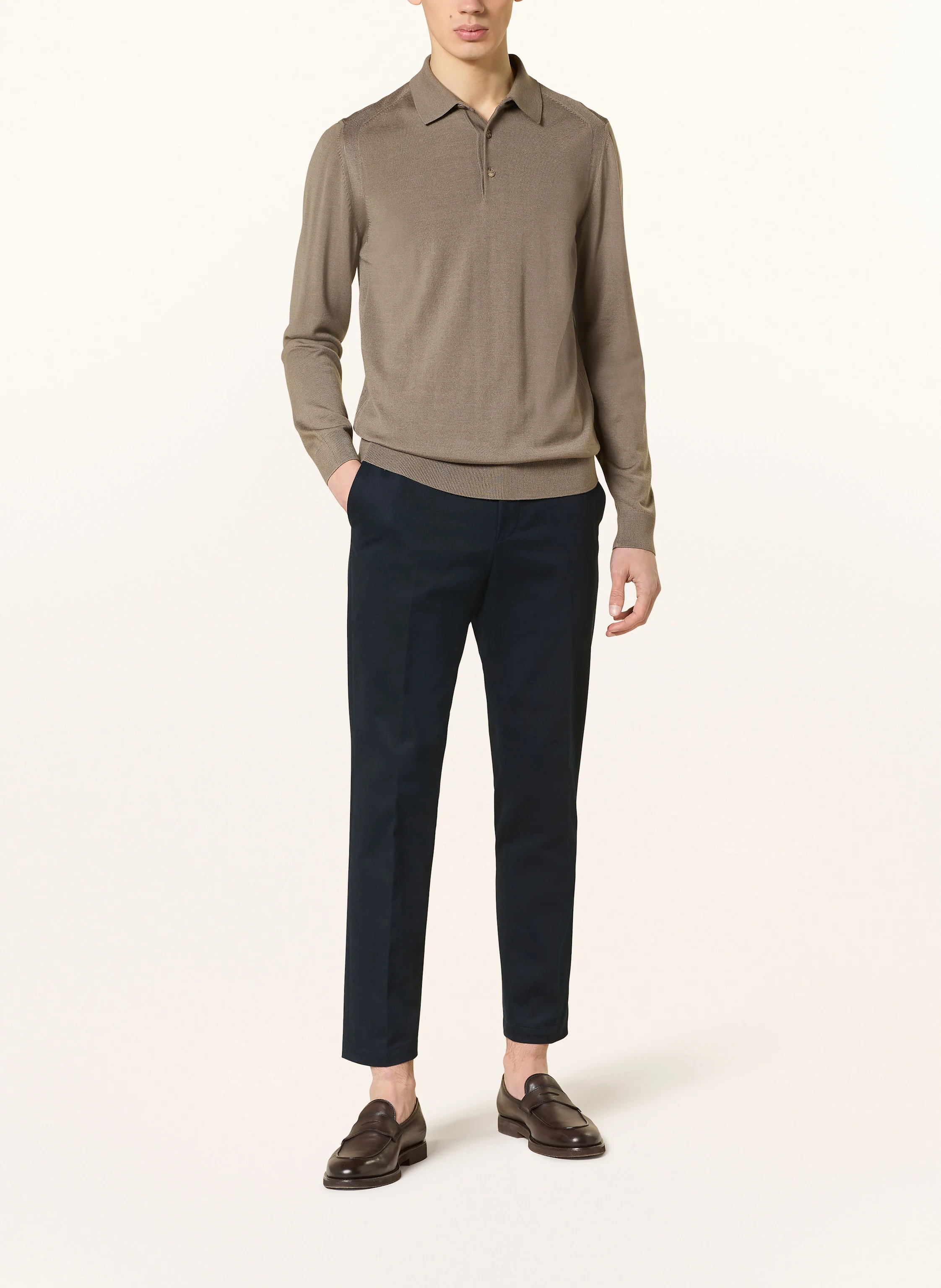 BOSS Strick-Poloshirt L-OVIO mit Seide