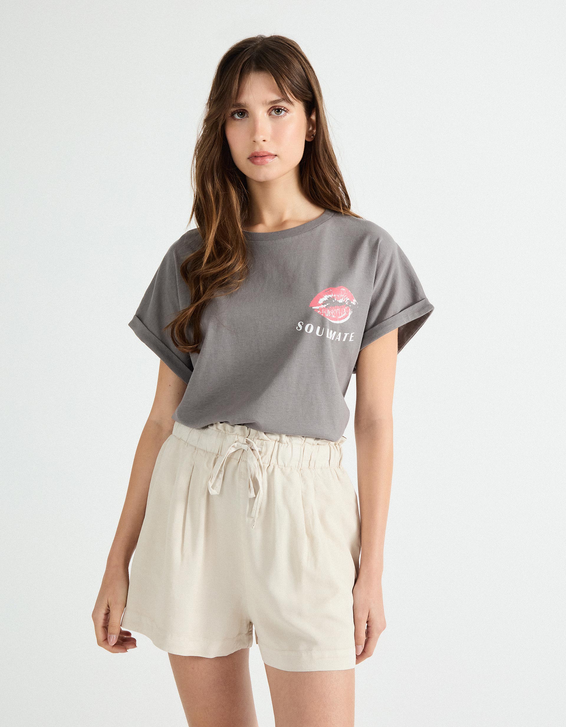 T-shirt Print, Mulher, Cinzento