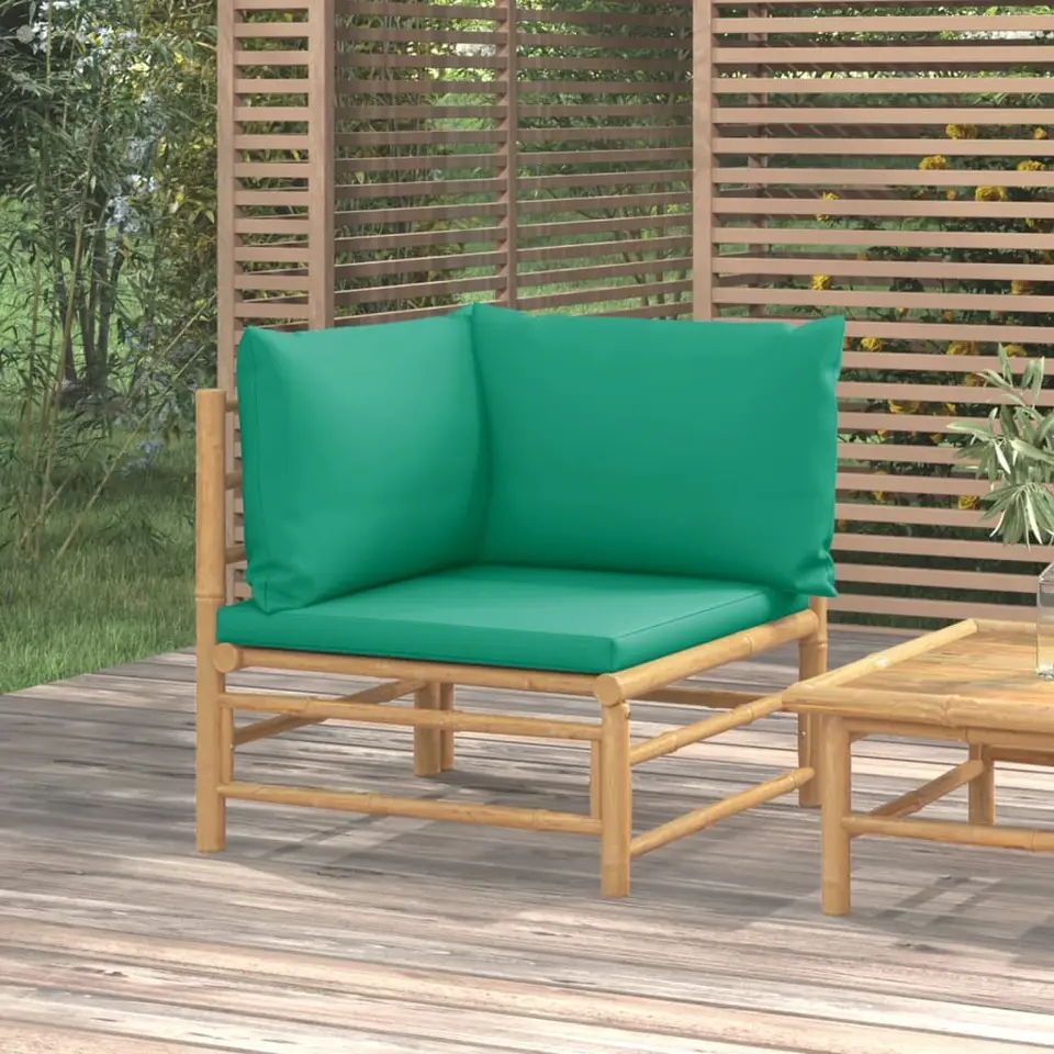 vidaXL - Tuinhoekbank - Groen - Bamboe - Met kussens