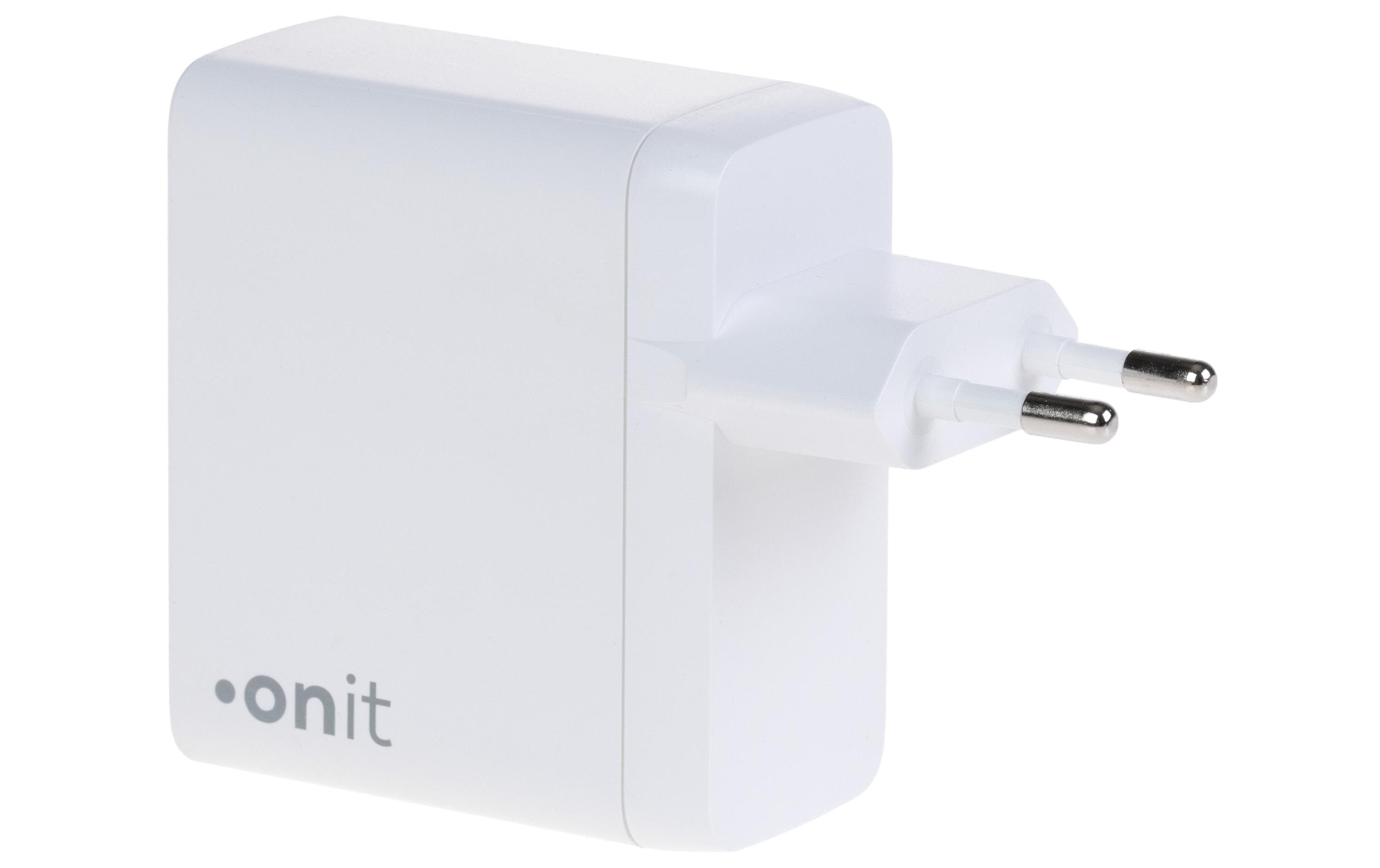 USB-Wandladegerät Trial QC5.0 120 W GaN WeissLadeadapter mit zwei USB-C-Ports und einem USB-A-Port