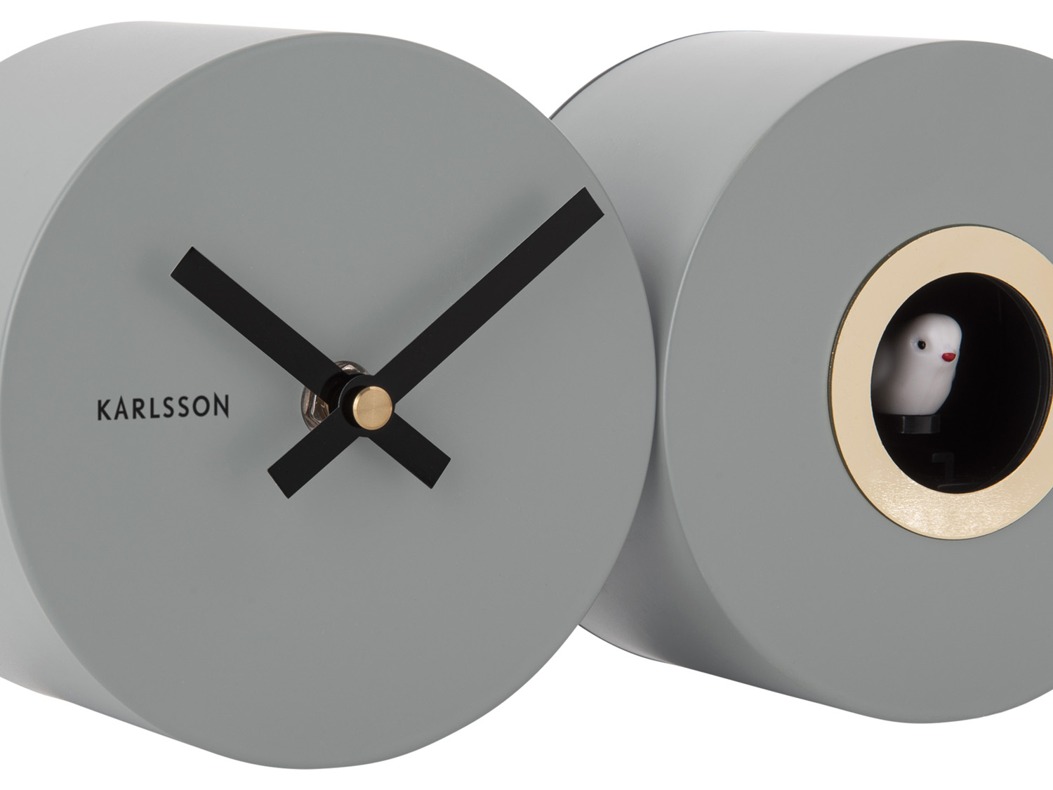 Wall clock Duo Cuckoo matt mouse grey