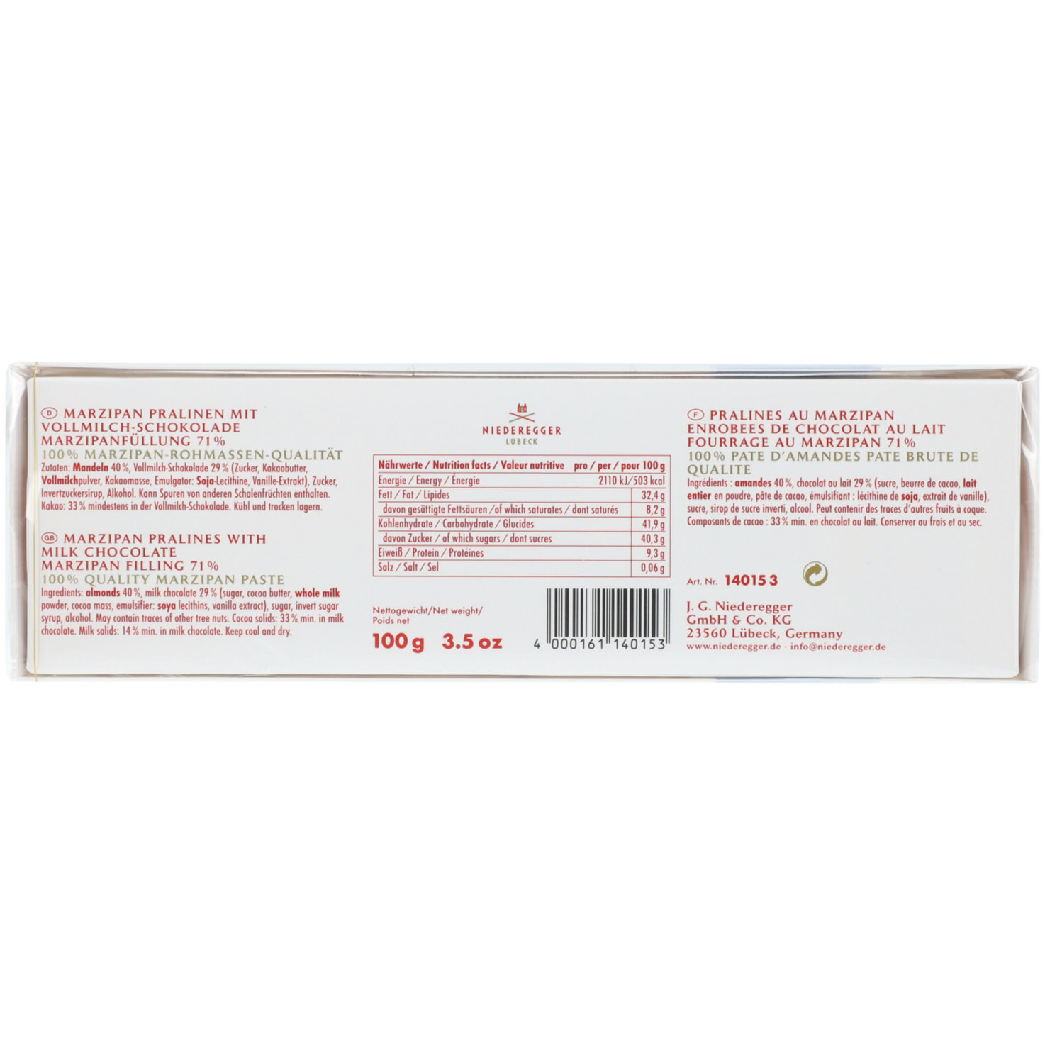 Niederegger Marzipan Klassik Milch