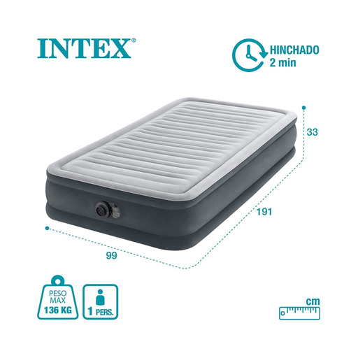 Colchão inflável Intex cinza, 191x99x131cm