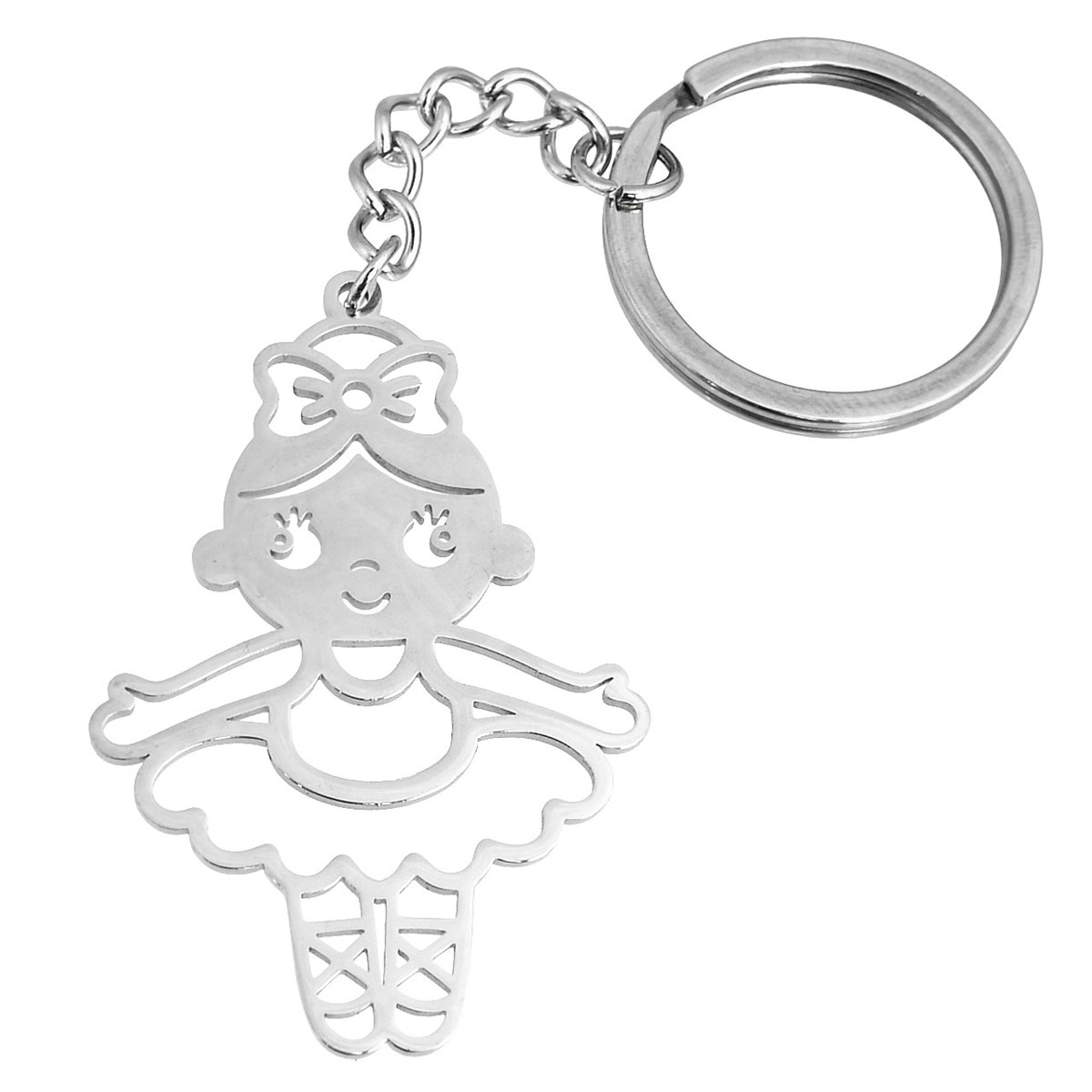 Porte-clés danseuse fille danse classique ballet acier inoxydable