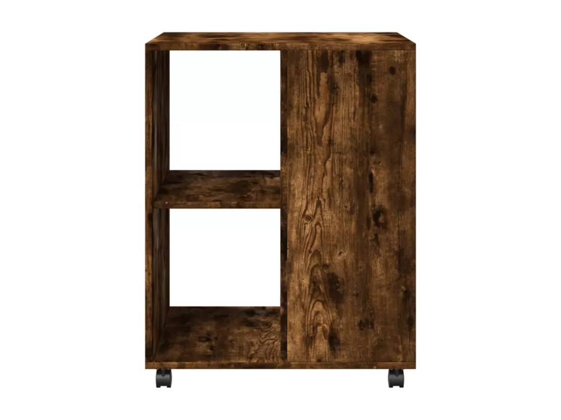Table d'appoint avec roues chêne fumé bois d'ingénierie